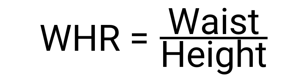 An image of the formula used to calculate the waist to height ratio of someone.